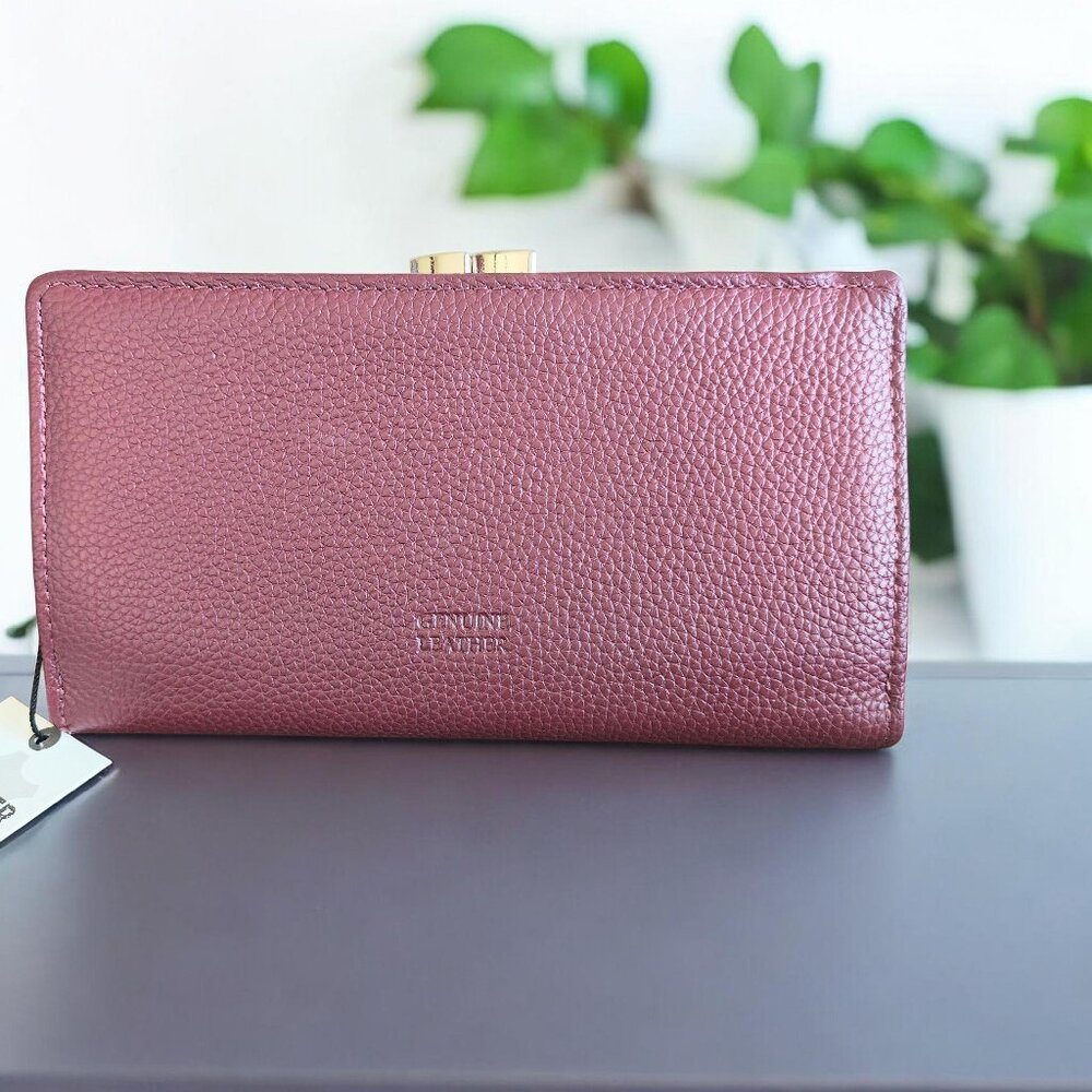 Leather Framed Indexer Clutch/Wallet